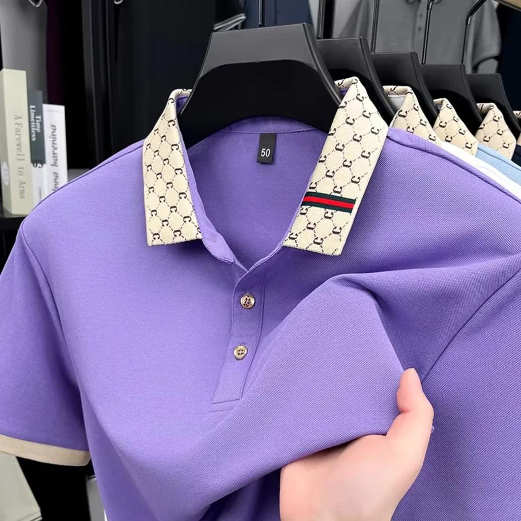 STORN High Quality Men's Short Sleeve Polo Shirt Light Luxury Business Style Comfort Casual Patchwork Neckline Fashion T-shirt