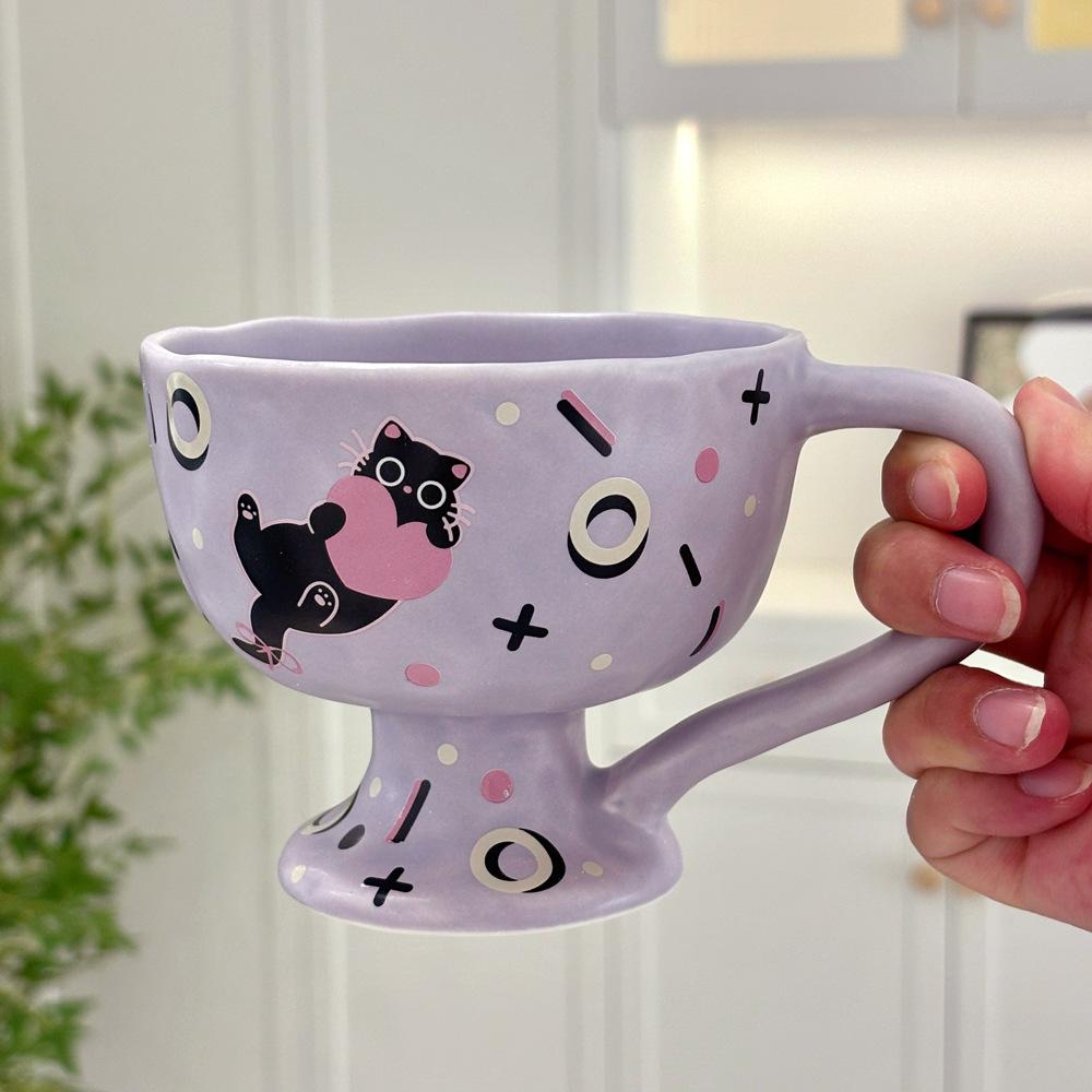 ins cartoon ceramic cup milk breakfast coffee tall water cup cute high value creative mug souvenir