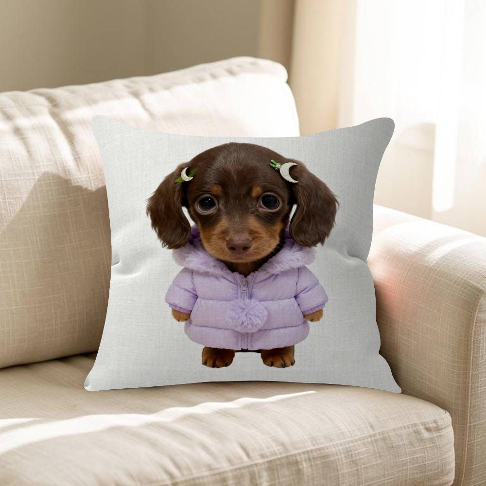 Cute Dachshund Dog Cushion Cover Inches Farmhouse Decor Home Throw Pillow Covers For Couch Decorations