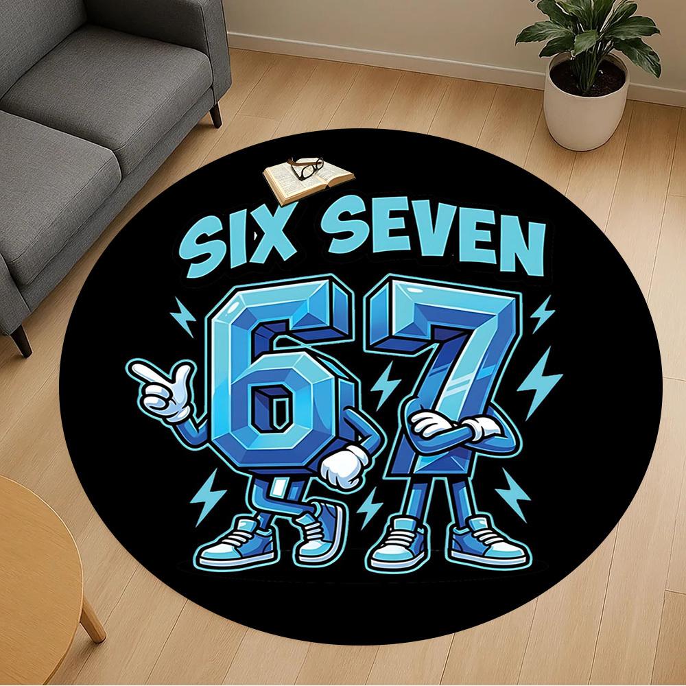1pc Six Seven Round Chair mat office Area Rug - Non-Slip, Floor Mat for Office, Bedroom, and Indoor Decor p127166
