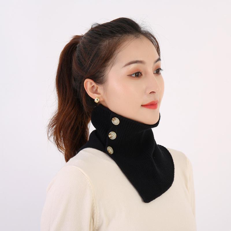 Autumn and winter new fashion men's and women's high neck buttons woolen snood warm knitted fake collar neck pads head and neck covers
