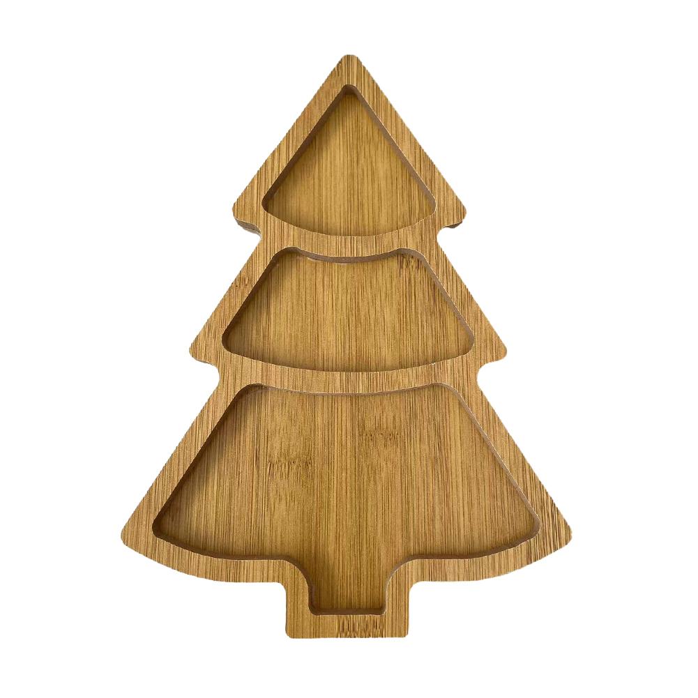 Wooden Christmas Dish Santa Tree Appetizer Platter Candy Snack Dessert Serving Dish Christmas Tree Tray Plate for Food Sushi Nut