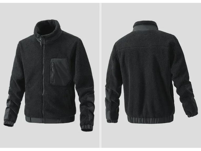 European and American Blue Stand-Up Collar Polar Fleece Lamb Wool Coat