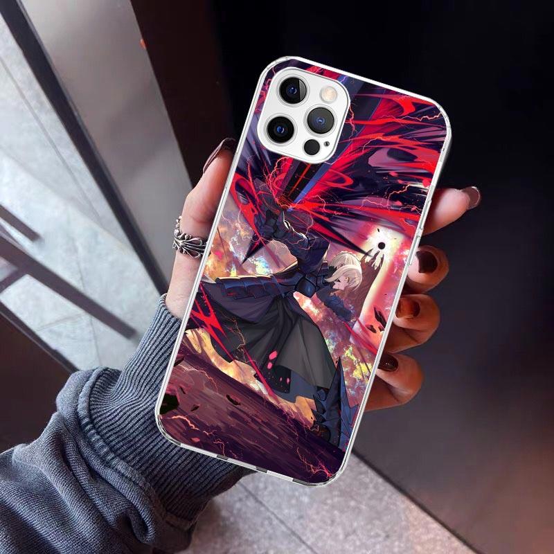 Fate Zero Stay Night Saber Phone Case For iPhone 17 Air 11 13 Mini 14 15 Plus 16 12 Pro Max 16E SE 7 8 Pattern Soft TPU Back Cov