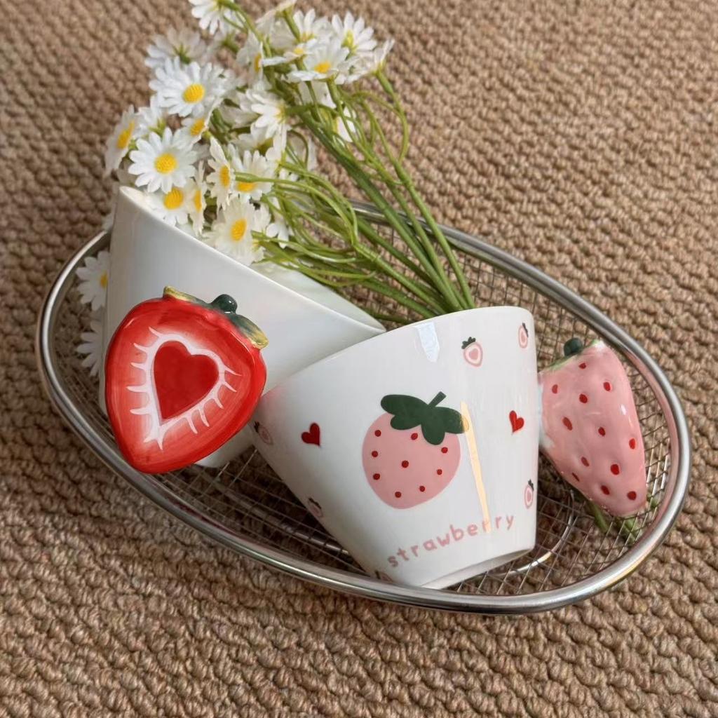 Creative Design Ceramic Water Cups High Appearance Level Ins Style Mugs Beautiful Household Cups  Fruit Hand Painted Coffee Cups