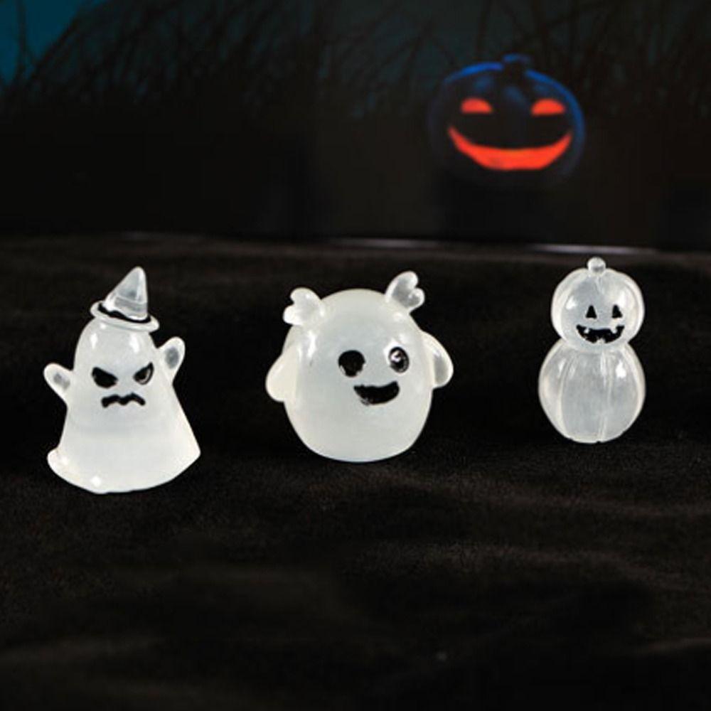 8pcs Cartoon Halloween Luminous Ghost Figurines Halloween Pumpkin Ghost Decor  Bar Home Decor