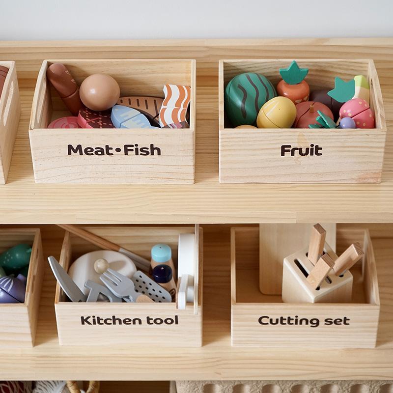 Wooden Play House Simulation Magnetic Vegetables Fruit Cutting Le Meal Wooden Box Set Cutting Board Pot Educational Toys