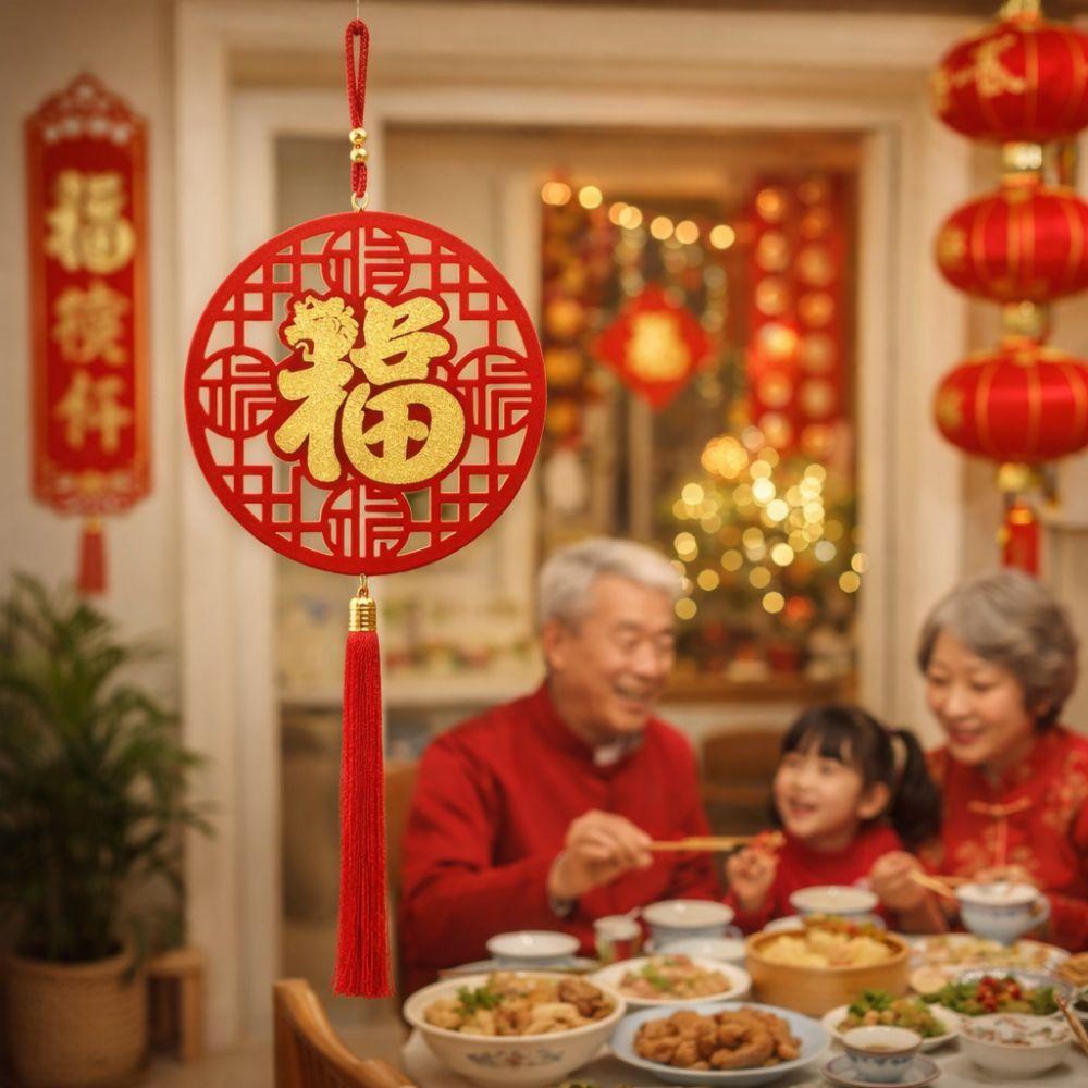 Traditional Lucky Character Pendant Flocking Lucky Charm Door Hanging Spring Festival Decor