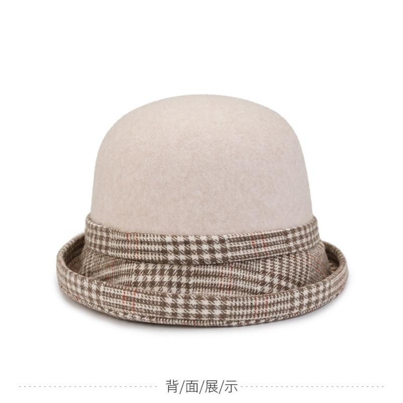 Women S Elegant Wool Bucket Hat With Bow Plaid For Mom Autumn Winter