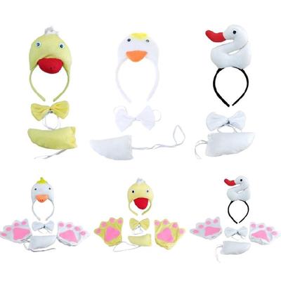 Duck Geese Headbands Cartoon Duck Tail Skirt Hair Hoop Bowtie for Stage