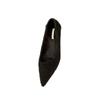 French Black High Heels Pointed Single Shoes Women's Shoes 2025 New Autumn and Winter Outer Wear Velvet Commuter Temperament Shoes