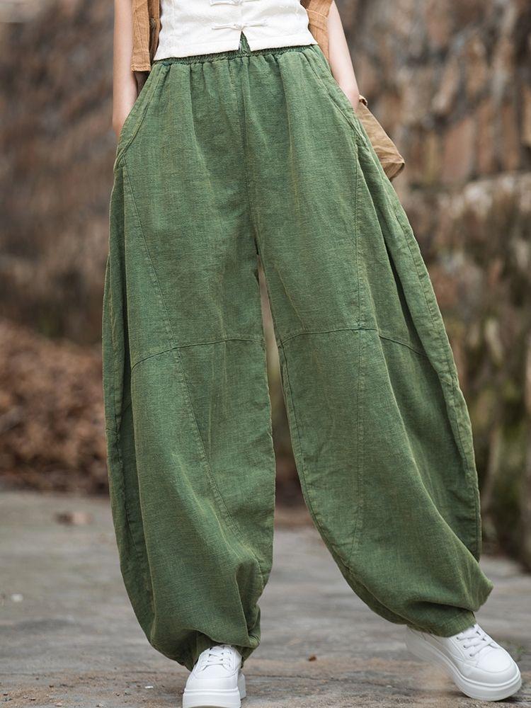 Elegant Women's Baggy Cargo Y2k Pants Vintage Elastic Waist Trousers Loose Casual Long Wide Leg Oversize