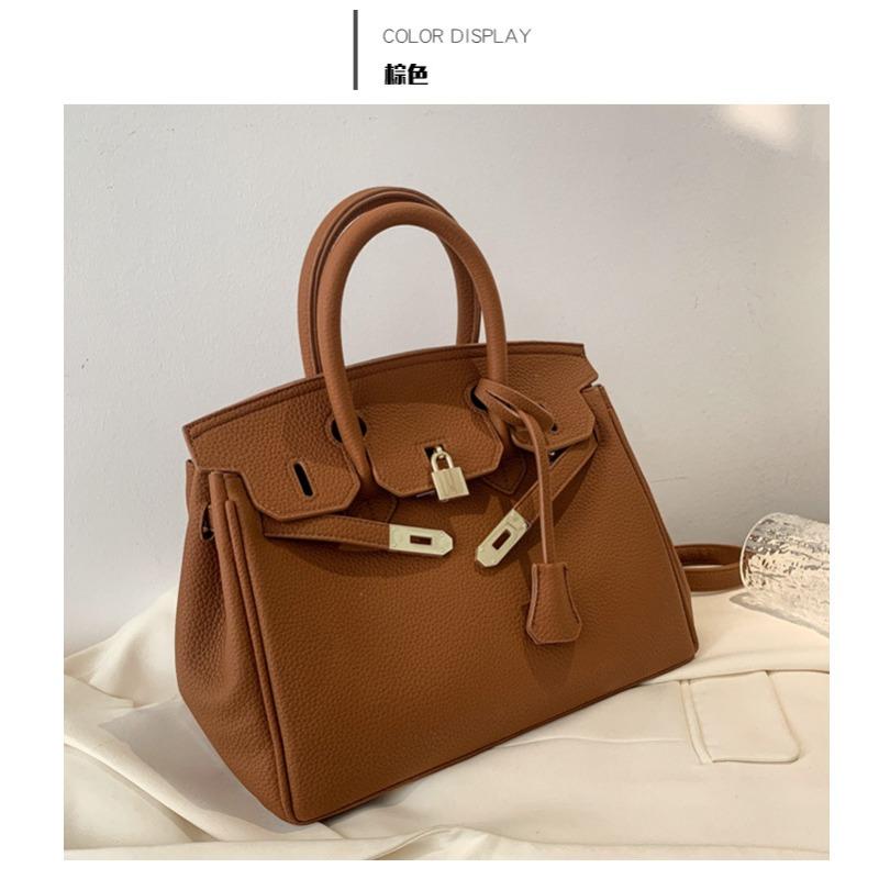 Textured Lychee Pattern Platinum Bag Women's Summer New Handheld Women's Bag Large Capacity Shoulder Messenger Bag