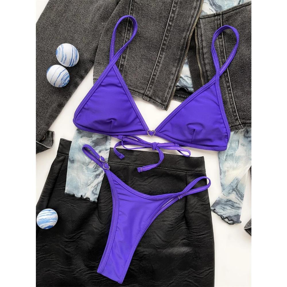 

Микро-слинг Экстрим Бикини Сердечко-шнурок Купальник Спина открыта Купальные костюмы Женские Треугольные Бикини Танга Праздничный Пляжный Костюм Купальный Наряд S