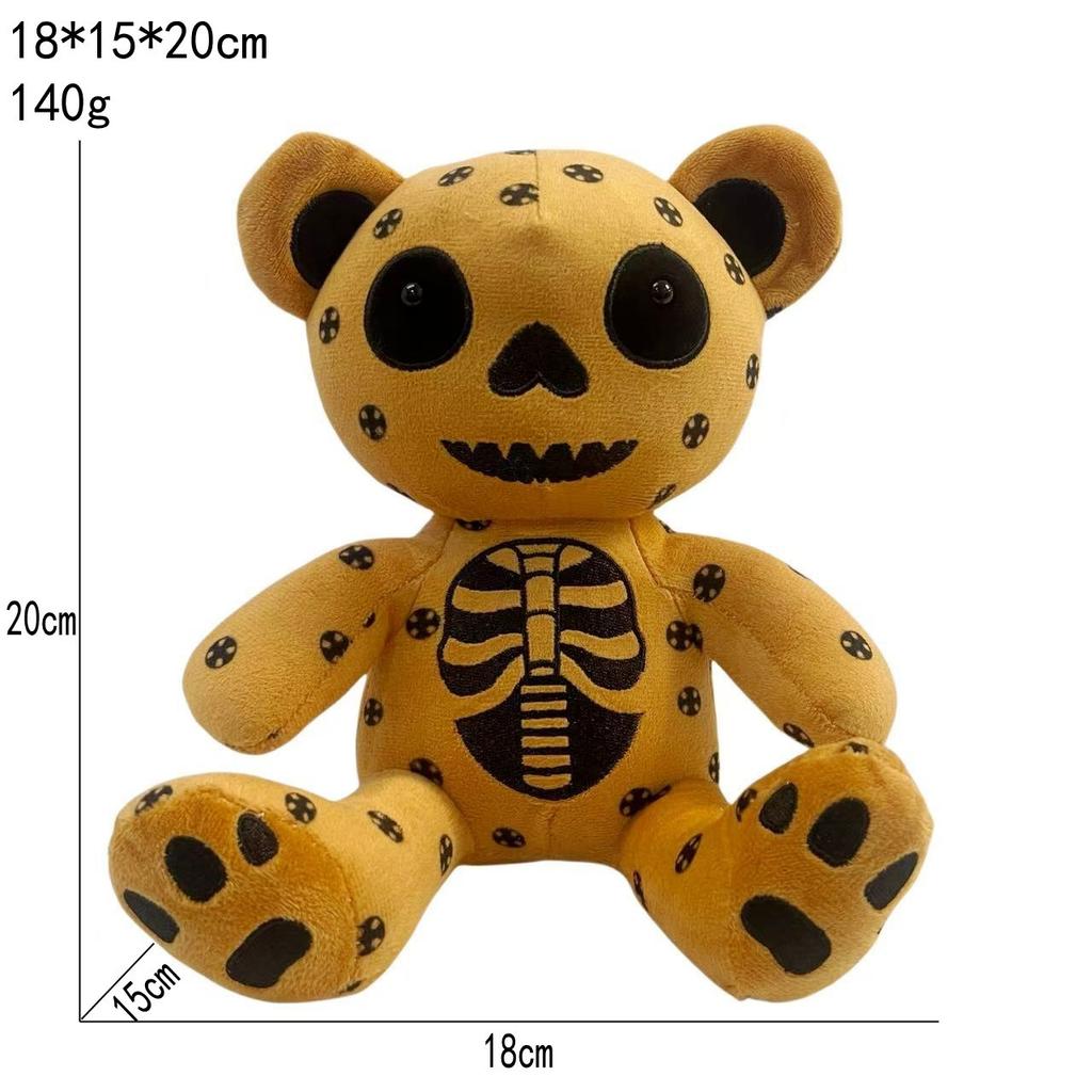Skeleton Bear Plush Toy Gothic Skull Teddy Stuffed Animal Cartoon Doll Cute Halloween Decor Collectible Soft Unique Child Gift