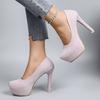 Fashion Dress Shoes Woman Office Ladies Female Heel Basketball Platform Branded Pumps Sexy Sandals Work African Fashion Beige Big