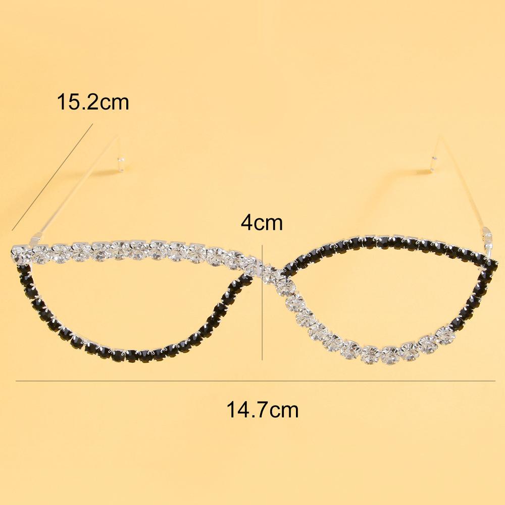 Rhinestone Pearl Eye Shape Rimless Decor Glasses Party Costume Photo Prop Eyewear