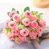 Pink Artificial Rose Bouquet with Greenery, Fake Silk Flowers for Home Wedding Decor
