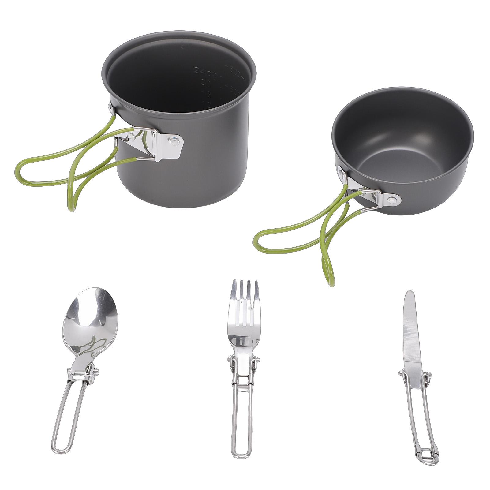Camping Cookware Mess Kit Backpacking Pot Gear Camping Cooking Pot Pan Set for 1-2 Person Hiking Outdoor Picnic