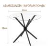 Mesa de Comedor Redonda de 80 cm hecha de Vidrio Templado, Adecuada para 1-4 Personas, Mesa Pequeña para Cocina que Ahorra Espacio, Equipada con Patas Metálicas Resistentes, Negra