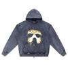 DTG Print Knitted Denim Zip-Up Hoodie Copy of JASON MASK Brother Print Zipper Hoodies  