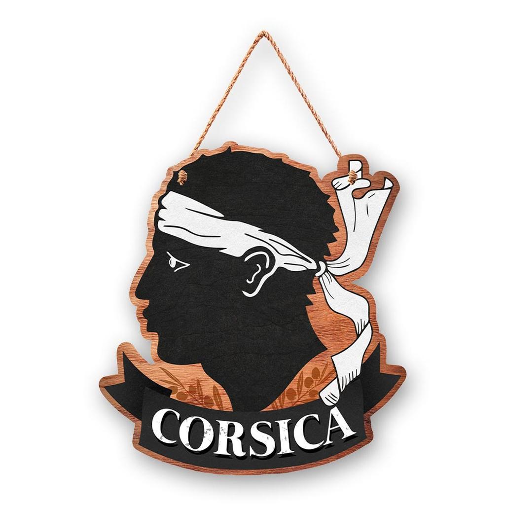 Les Trésors De Lily [R3811] - Black Brown 'Corsica' Shaped Wooden Plaque (Moor's Head) - 30x27cm