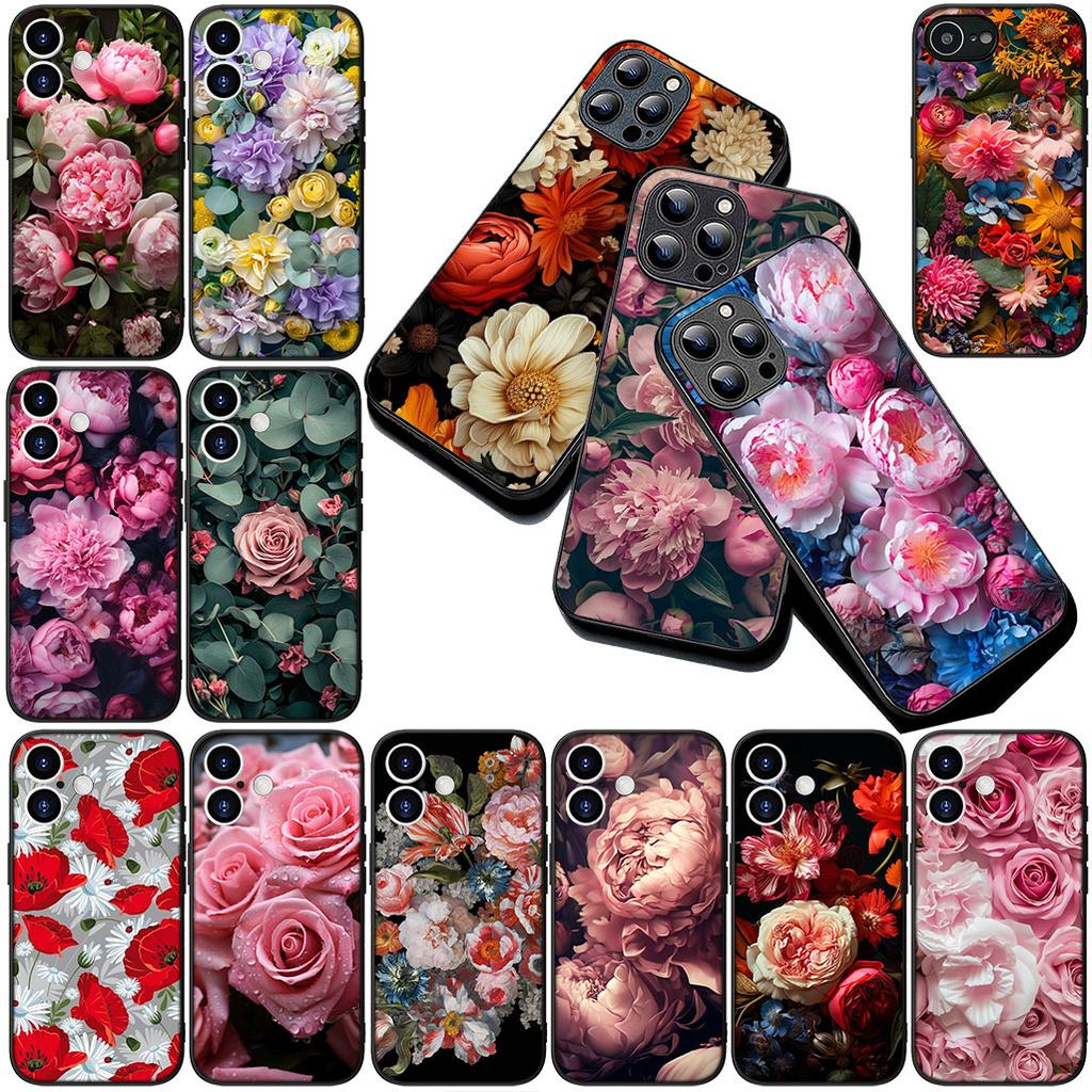 Cover for Apple iPhone 12 13 Pro XS Max Mini ProMax X XR Air 13Pro Casing Phone Case Elegant Pink Rose Flower Bloom Peony