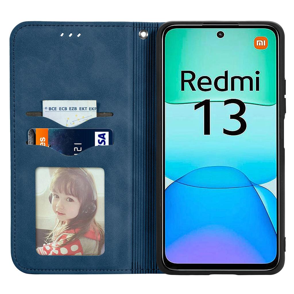 For Xiaomi Redmi 13 5G/4G Case Hidden Magnetic Leather Folding Stand Phone Cover