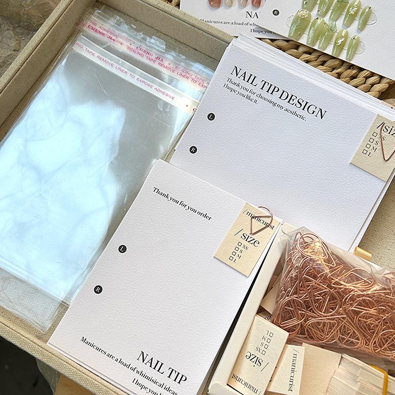 10Pcs Press-On Nail Packaging Display With Tie Bags Handmade False Nail Design Swatch Show Card Manicure Sample Display Salon