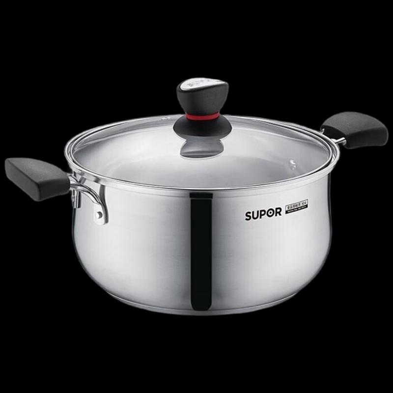 Supor Little Red Circle Fashion Series 24cm Stainless Steel Soup Pot