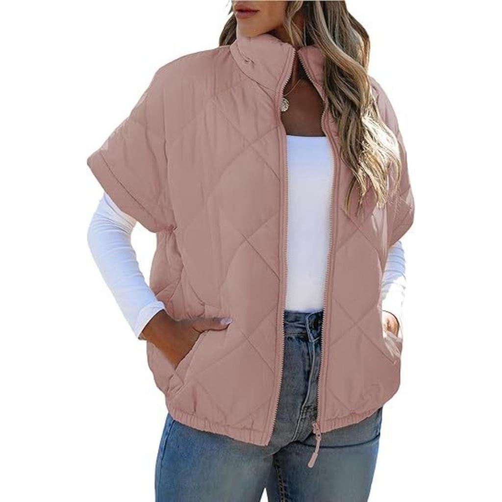 2025 Winter Autumn Women's Casual Padded Jacket with Pockets Zipper Diamond Quilted Warm Outerwear