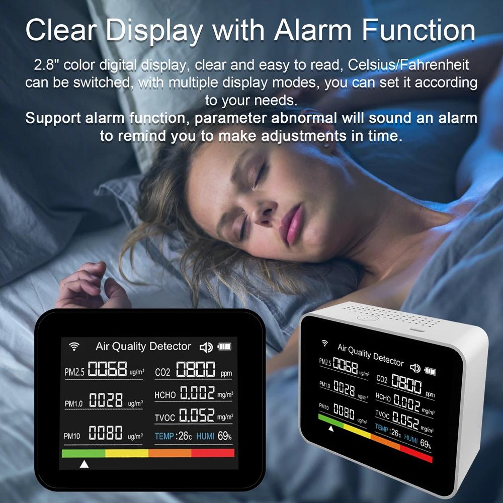13 In 1 Tuya WIFI Air Quality Detector Detector Monitors CO2 Concentration, TVOC Value and HCHO Value In Real Time