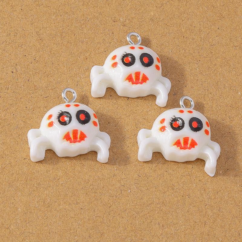 10pcs Cute Resin Halloween Charm Bat Ghost Pumpkin Pendants for Earrings Necklace DIY Bracelet Jewelry Making Accessories