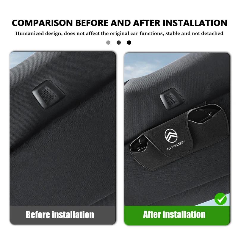 Suede Car Eyeglass Case Sun Visor Glasses Holder Magnetic Clips For Citroen C4 C3 C5 C1 C2 C6 VTS C4L DS3 DS4 DS5 Grand Berlingo ajf256
