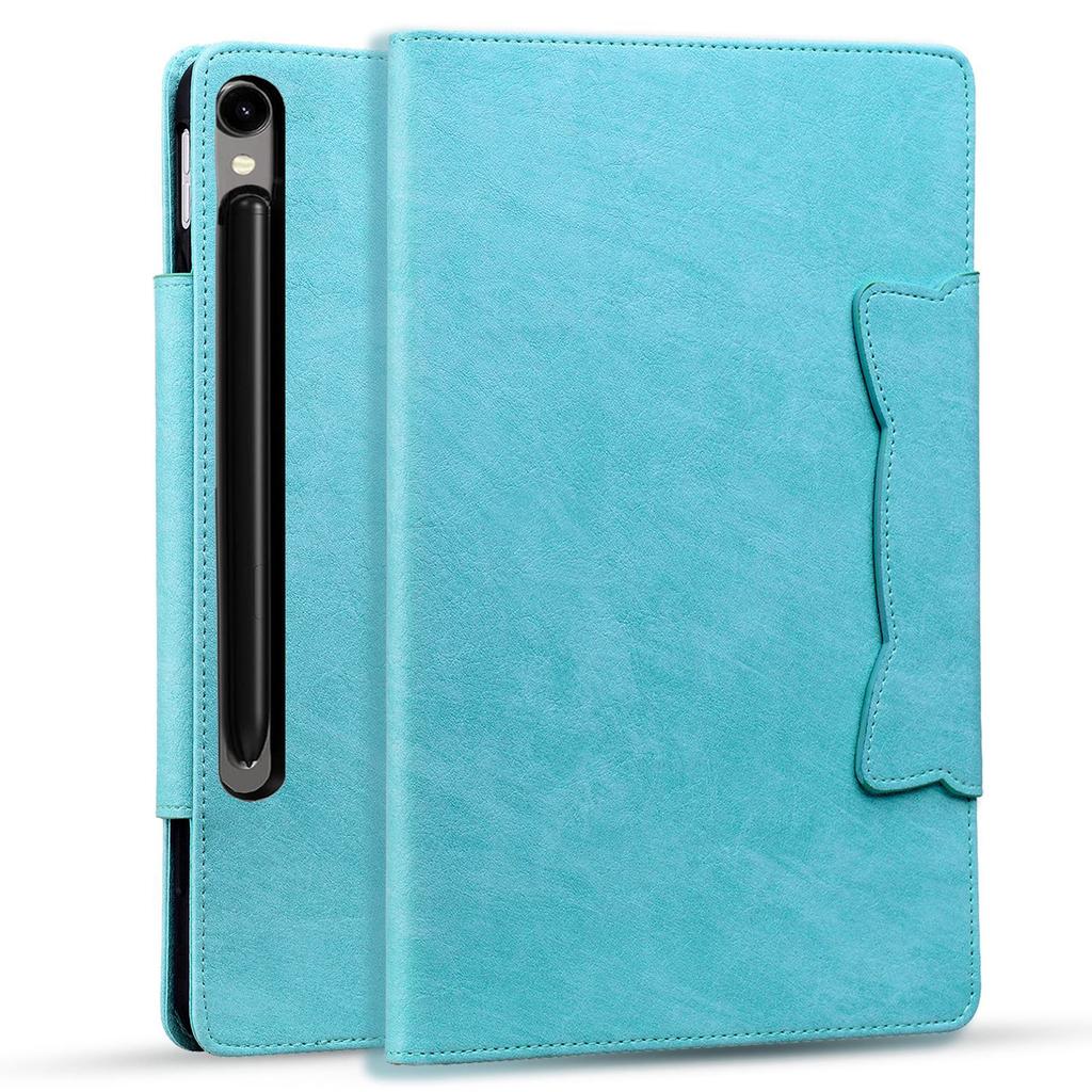 Applicable To Samsung Tab S10FE + Tablet Leather Case, Solid Color Business Leather Pattern Card Holder Anti-drop Case S11