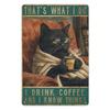 Retro Black Cat Metal Wall Art 8x12 Inch Tin Sign Vintage Cafe Decor Bar Kitchen Gift Rustic Tin Poster