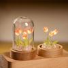 Tulip Flower Night Light With Glass Cover Handmade DIY Bedside Light LED Night Lamp Table Desk Lamp Bedroom Decor USB Mood Light
