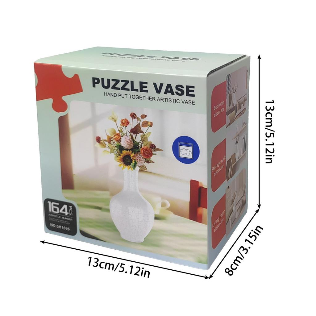 3D Puzzle House Vase Decorative Piece – DIY Floral Container For Living Room Decor