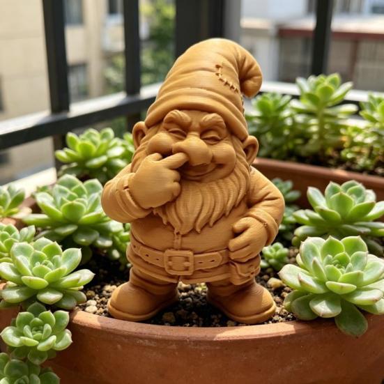 3D Printed Gnome Figurine, Nose Picking Cartoon Gnome Statue, DIY Coloring Painting Dwarf Sculpture for Home Office Desk Decor
