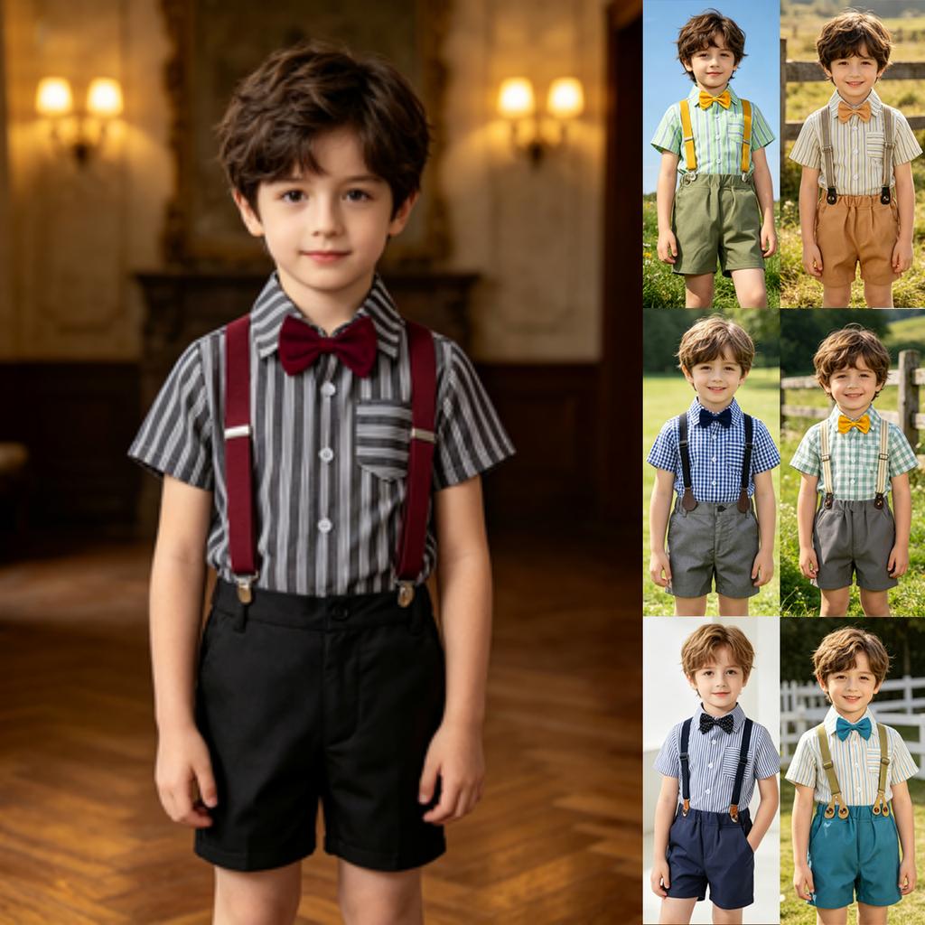 Baby Boys Short Sleeve Romper and Shorts Set for Summer Everyday Wear