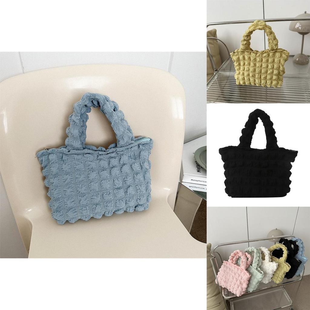 Chic Korean Style Cloud Bag For Girls Fashionable Checkered Handbag In Trendy Colors