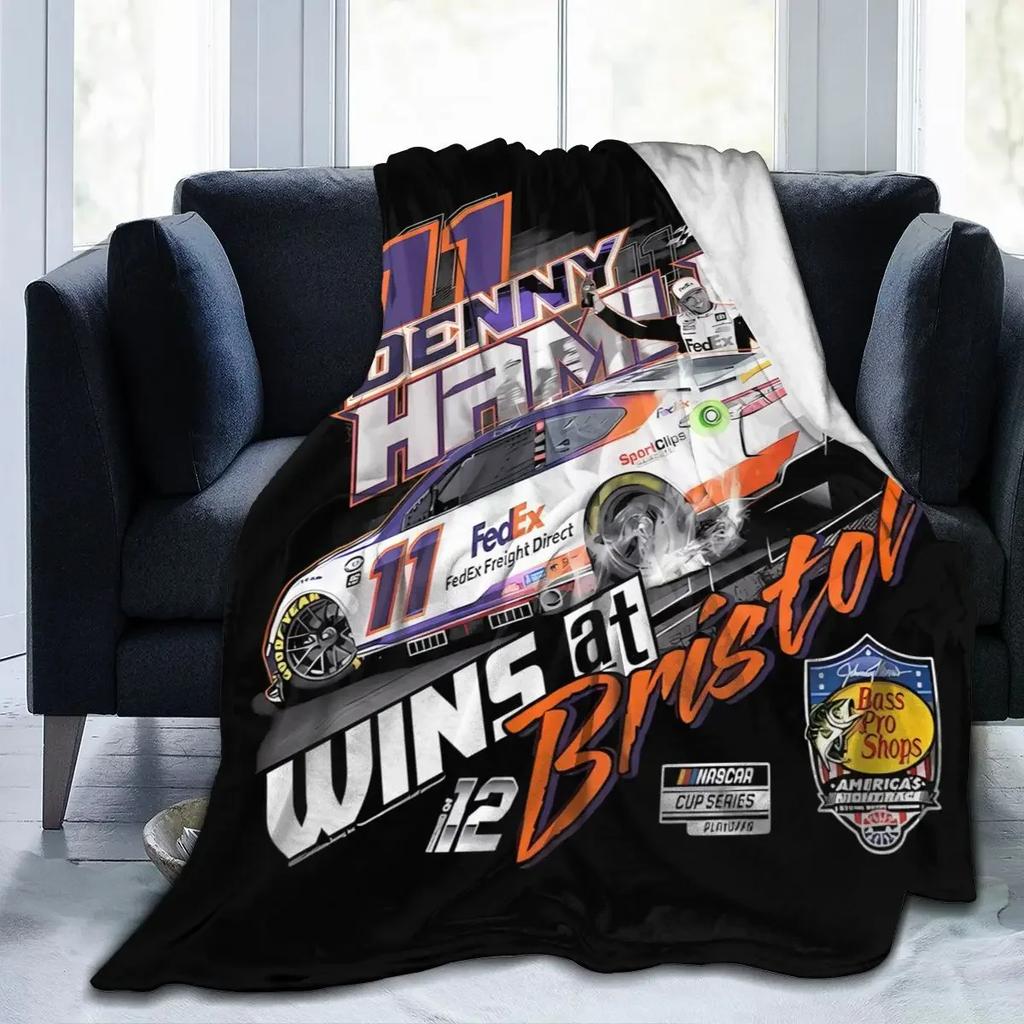 Denny Hamlin 11 All Season Fleece Blanket Throw Ultra Soft Flannel Blanket Digital Printed Premium Fluffy Microfiber Fleece