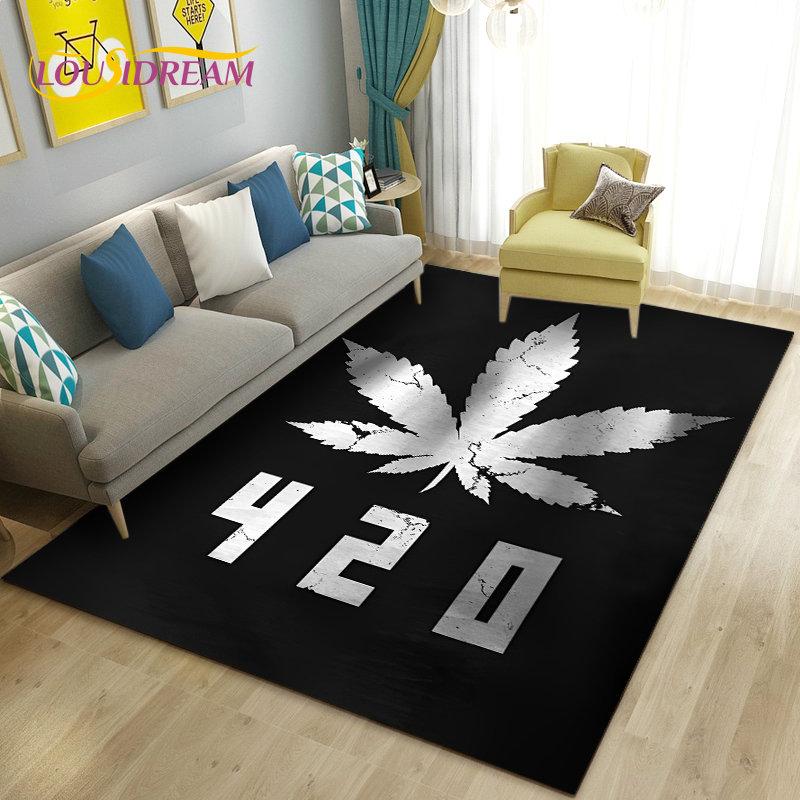 Reggae Music Jamaican Maple Leaf Area Rug,Carpet Rug for Living Room Bedroom Sofa Doormat Decoration,Kid Play Non-slip Floor Mat