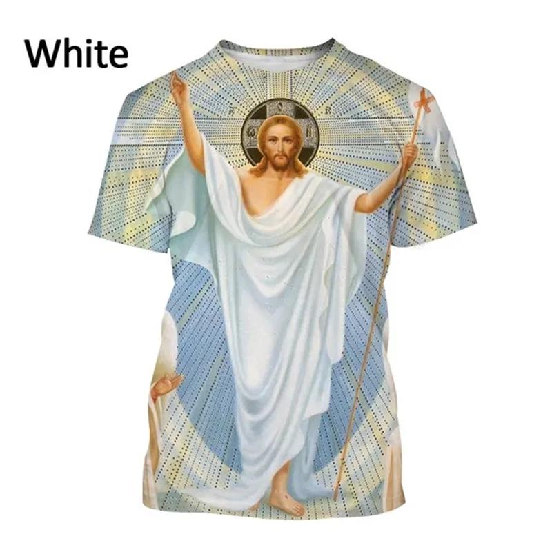 T-shirt Stampa 3D Amore di Gesù per Ogni Cristiano Moda Estiva Modello Gesù Uomo Donna Calda Manica Corta T-shirt Casual Ropa Hombre
