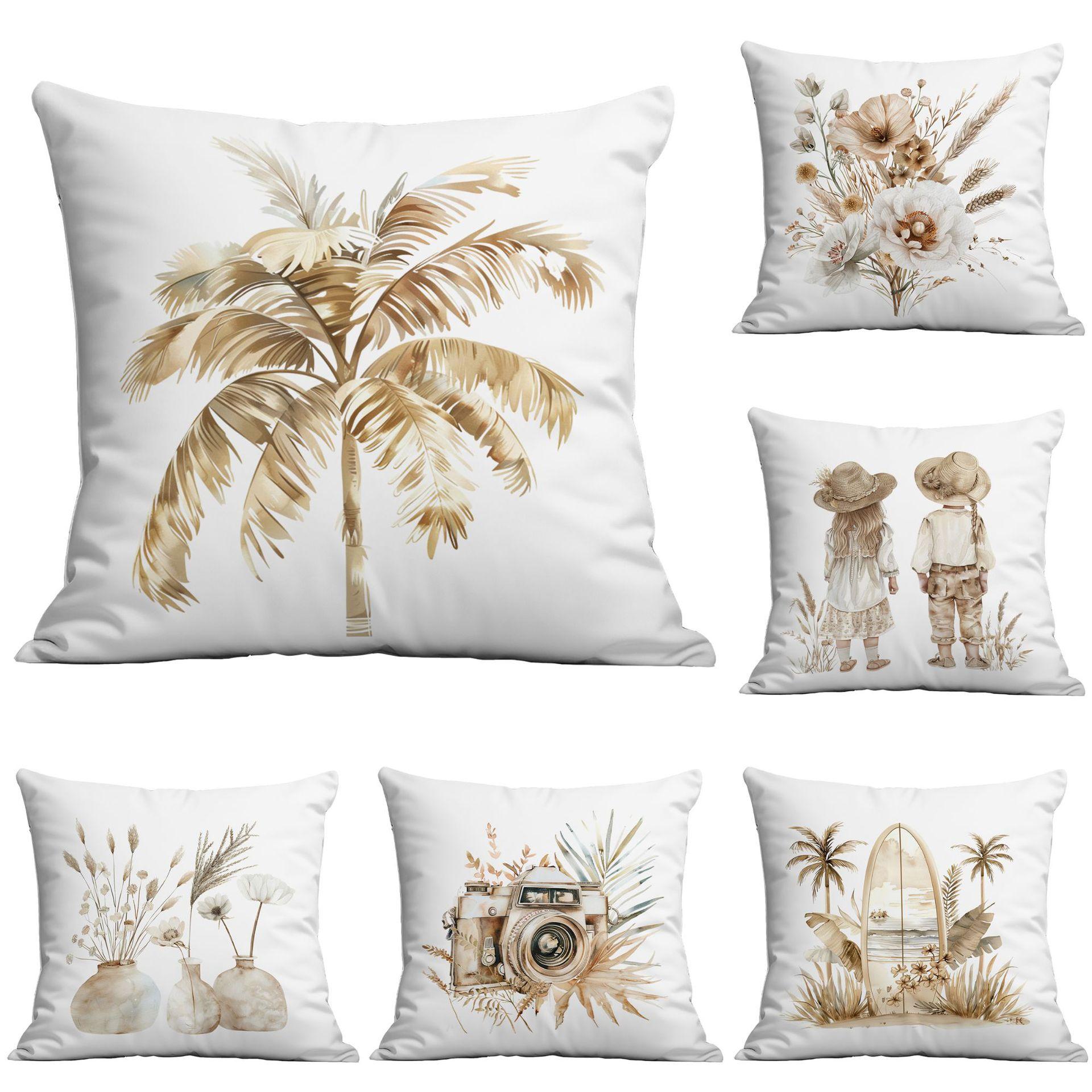 

New Summer Retro Polyester Pillow Case Home Sofa Cushion Pillow Case Decoration 45 * 45Cm