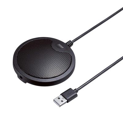 Sanwa Direct Conference Microphone, Omnidirectional, USB Connection, Compatible with Zoom/Skype, 5m Diameter Sound Collection, Speaker Connection, Mut