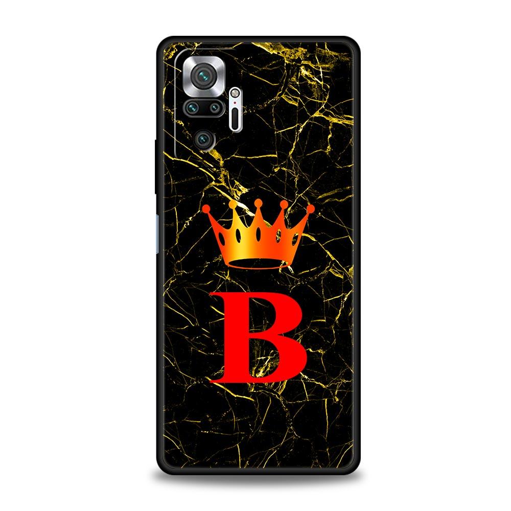 Marble Letter Phone Case Cover for Redmi 14C 10C Note 15 14 13 12 10 11 K40 Pro Plus 5G Soft TPU Shockproof Shell Fundas Capas
