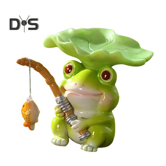 

Рыболовное животное, фигурка из смолы, мультяшное животное, скульптура, окрашенная рыбацкая статуэтка для аквариума, домашнего офиса, стола Frog