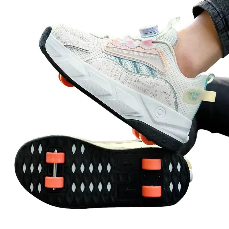 Unisex Button Extension 4 Wheel Racing Roller Skates Shoes New Sneakers For Boy Girls Skating Skates Shoes With Wheels