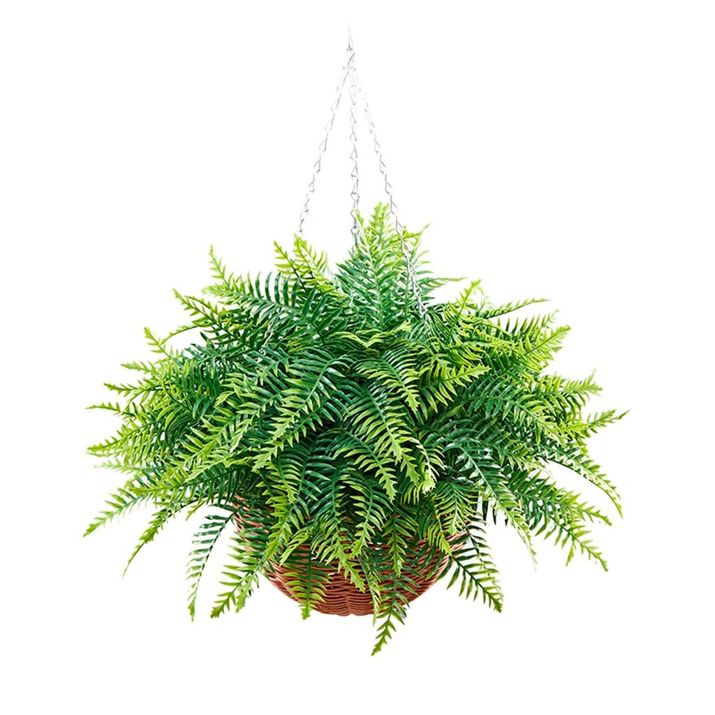 Artificial Ferns, 2 Pcs Fake Hanging Boston Fern Bush Plant with 584 Mm Hanging Length, Plastic Faux Greenery for Indoor and Outdoor Decor, For Wall,